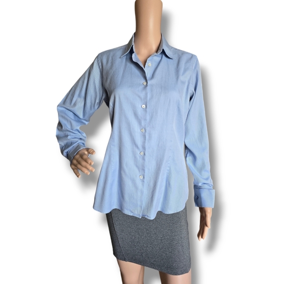 MARKS & SPENCER Women's Blue Pure Cotton Classic Shirt - Picture 2 of 16